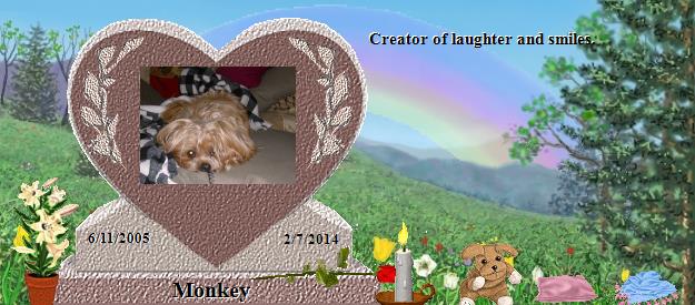 Monkey's Rainbow Bridge Pet Loss Memorial Residency Image