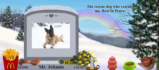 Mr. Johann's Rainbow Bridge Pet Loss Memorial Residency Image
