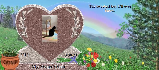 My Sweet Oreo's Rainbow Bridge Pet Loss Memorial Residency Image