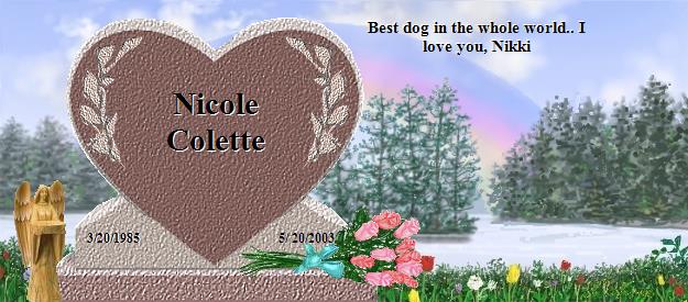 Nicole Colette's Rainbow Bridge Pet Loss Memorial Residency Image