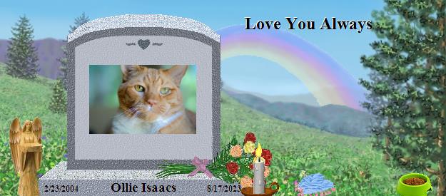 Ollie Isaacs's Rainbow Bridge Pet Loss Memorial Residency Image