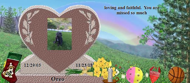 Oreo's Rainbow Bridge Pet Loss Memorial Residency Image