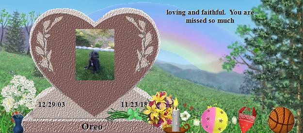 Oreo's Rainbow Bridge Pet Loss Memorial Residency Image