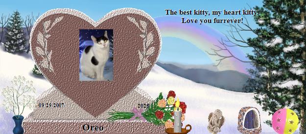 Oreo's Rainbow Bridge Pet Loss Memorial Residency Image