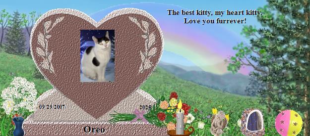 Oreo's Rainbow Bridge Pet Loss Memorial Residency Image
