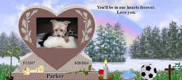 Parker's Rainbow Bridge Pet Loss Memorial Residency Image