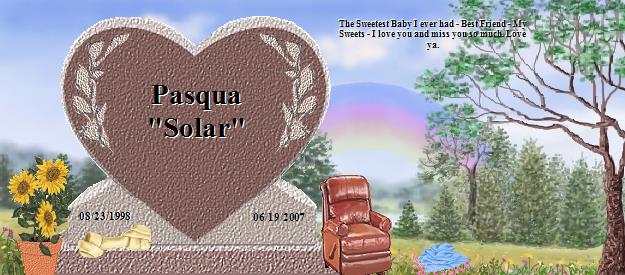 Pasqua "Solar"'s Rainbow Bridge Pet Loss Memorial Residency Image