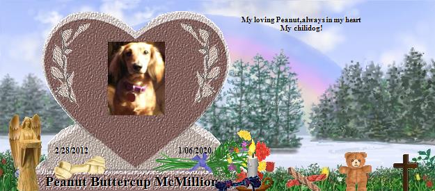 Peanut Buttercup McMillion's Rainbow Bridge Pet Loss Memorial Residency Image
