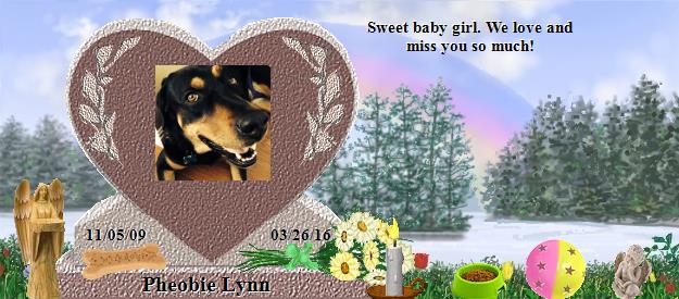 Pheobie Lynn's Rainbow Bridge Pet Loss Memorial Residency Image
