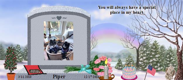 Piper's Rainbow Bridge Pet Loss Memorial Residency Image