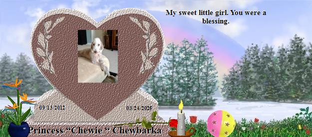 Princess “Chewie “ Chewbarka's Rainbow Bridge Pet Loss Memorial Residency Image