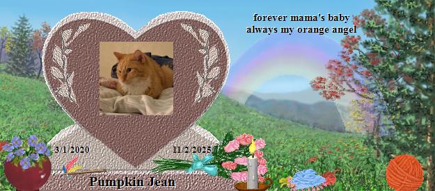 Pumpkin Jean's Rainbow Bridge Pet Loss Memorial Residency Image