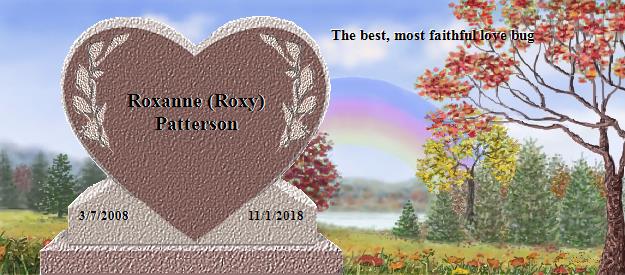 Roxanne (Roxy) Patterson's Rainbow Bridge Pet Loss Memorial Residency Image