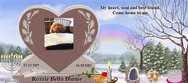 Rozzie Bella Blume's Rainbow Bridge Pet Loss Memorial Residency Image