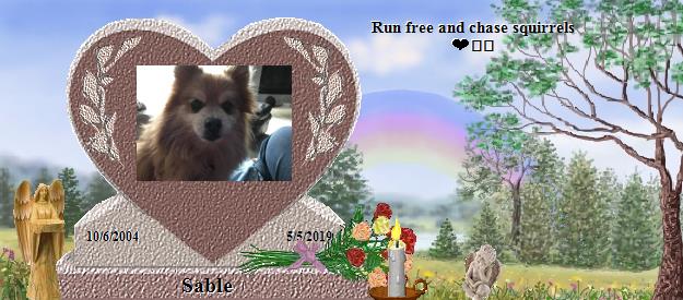 Sable's Rainbow Bridge Pet Loss Memorial Residency Image