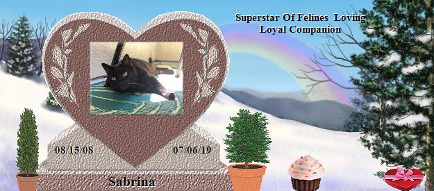 Sabrina's Rainbow Bridge Pet Loss Memorial Residency Image