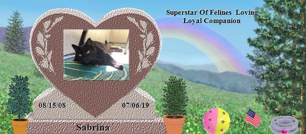 Sabrina's Rainbow Bridge Pet Loss Memorial Residency Image