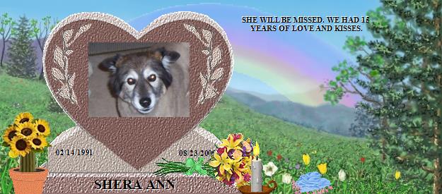 SHERA ANN's Rainbow Bridge Pet Loss Memorial Residency Image