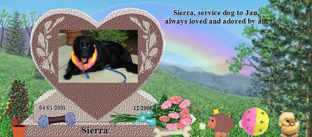 Sierra's Rainbow Bridge Pet Loss Memorial Residency Image