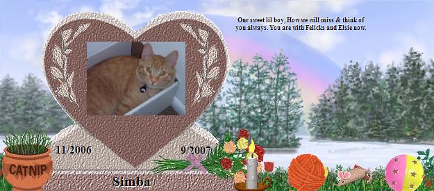 Simba's Rainbow Bridge Pet Loss Memorial Residency Image