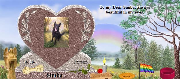 Simba's Rainbow Bridge Pet Loss Memorial Residency Image