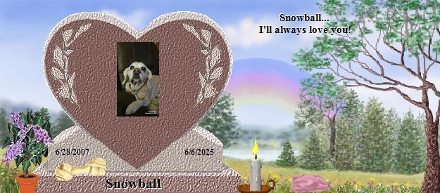 Snowball's Rainbow Bridge Pet Loss Memorial Residency Image