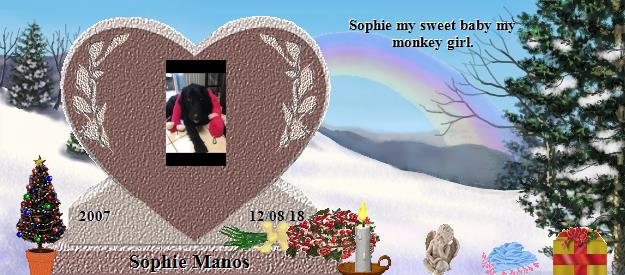 Sophie Manos's Rainbow Bridge Pet Loss Memorial Residency Image