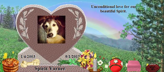 Spirit Varner's Rainbow Bridge Pet Loss Memorial Residency Image