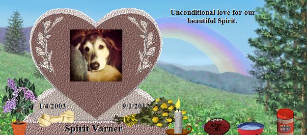Spirit Varner's Rainbow Bridge Pet Loss Memorial Residency Image