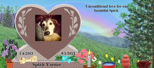 Spirit Varner's Rainbow Bridge Pet Loss Memorial Residency Image