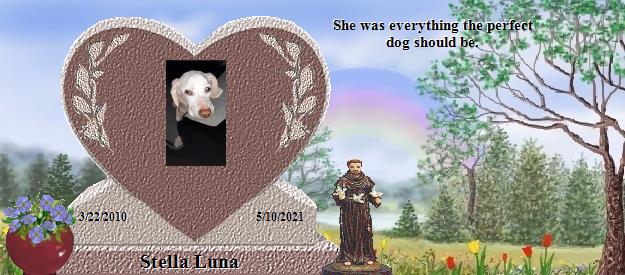 Stella Luna's Rainbow Bridge Pet Loss Memorial Residency Image