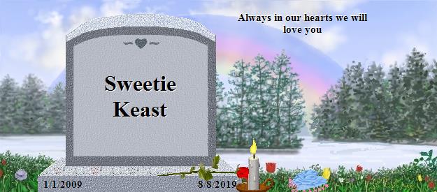 Sweetie Keast's Rainbow Bridge Pet Loss Memorial Residency Image