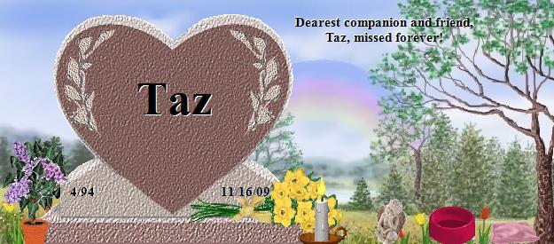 Taz's Rainbow Bridge Pet Loss Memorial Residency Image