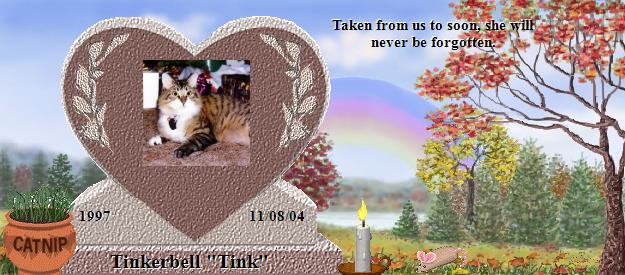 Tinkerbell "Tink"'s Rainbow Bridge Pet Loss Memorial Residency Image
