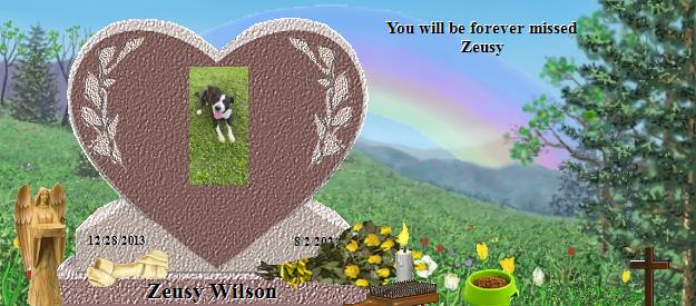 Zeusy Wilson's Rainbow Bridge Pet Loss Memorial Residency Image