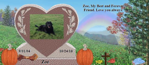 Zoe's Rainbow Bridge Pet Loss Memorial Residency Image