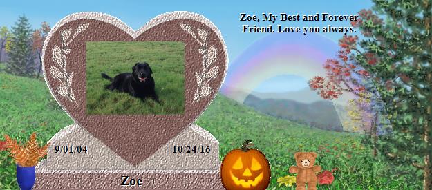 Zoe's Rainbow Bridge Pet Loss Memorial Residency Image