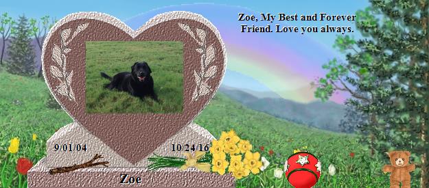 Zoe's Rainbow Bridge Pet Loss Memorial Residency Image