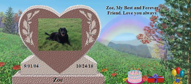 Zoe's Rainbow Bridge Pet Loss Memorial Residency Image