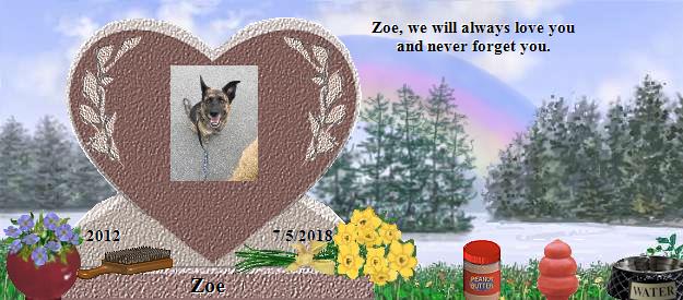 Zoe's Rainbow Bridge Pet Loss Memorial Residency Image