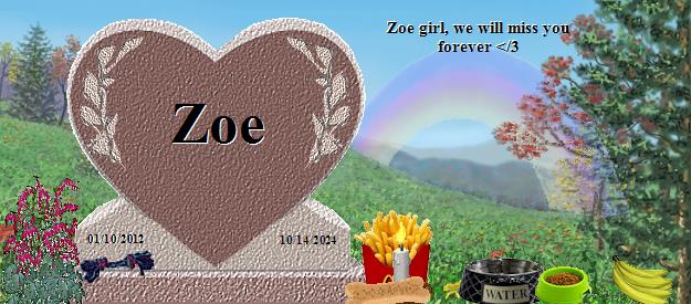 Zoe's Rainbow Bridge Pet Loss Memorial Residency Image