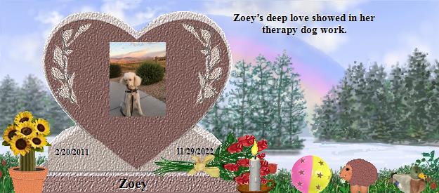 Zoey's Rainbow Bridge Pet Loss Memorial Residency Image